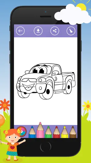 着色书 儿童汽车: 游戏，学习如何画一幅画 (Coloring book : Car)