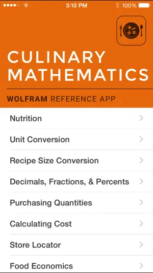 Wolfram Culinary Mathematics Reference App