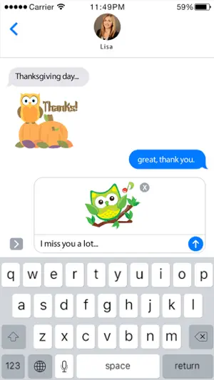 Cute Owl Stickers - Thanksgiving Owls for iMessage