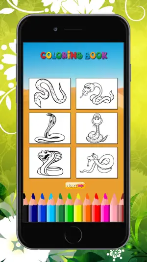 蛇着色书儿童：学习上色眼镜蛇，蟒蛇，蟒蛇等